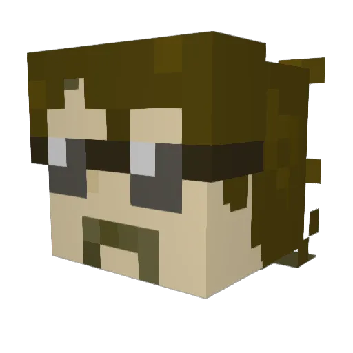 Skinnypoppo Minecraft avatar head, 3D render