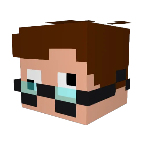 Skjinner Minecraft avatar head, 3D render
