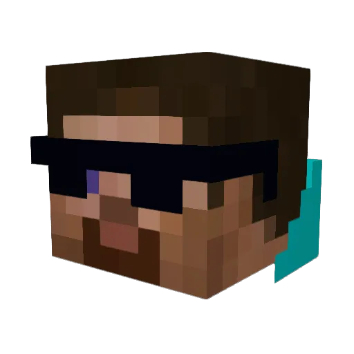Skruzzzy Minecraft avatar head, 3D render