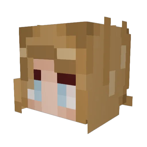 Skying Minecraft avatar head, 3D render