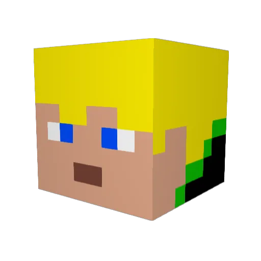 Slaimix Minecraft avatar head, 3D render
