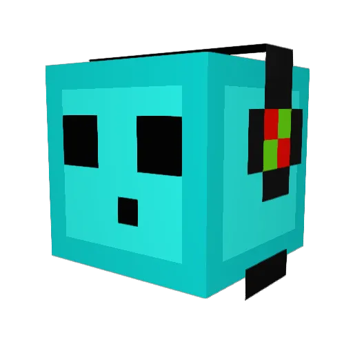 Slimou Minecraft avatar head, 3D render