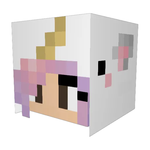 SnowWhiteee Minecraft avatar head, 3D render