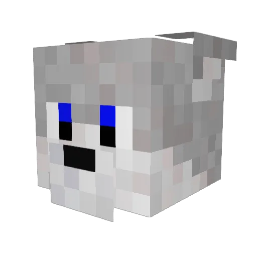 SnowWolf_02 Minecraft avatar head, 3D render