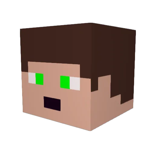 Snowcatman Minecraft avatar head, 3D render