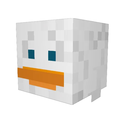 Snowduck Minecraft avatar head, 3D render