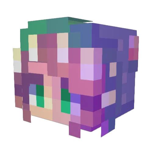 SnuggleDino Minecraft avatar head, 3D render