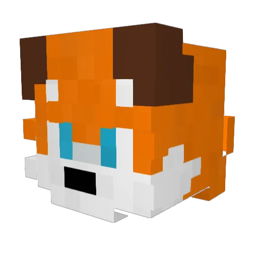 SnugglesFox Minecraft avatar head, 3D render