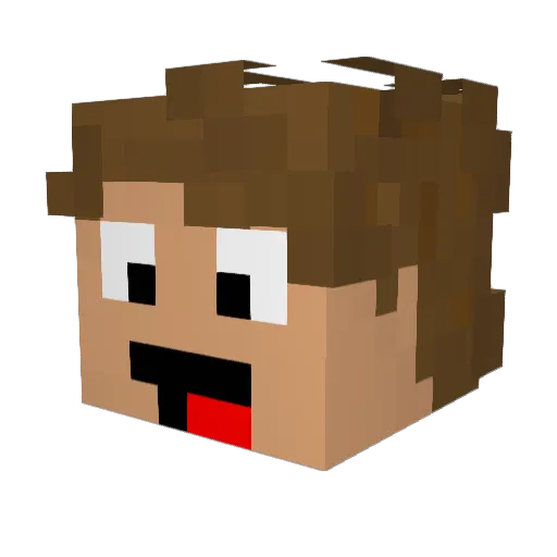 Snuzied Minecraft avatar head, 3D render
