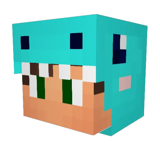Sofaman Minecraft avatar head, 3D render