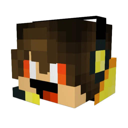 SonicPete Minecraft avatar head, 3D render