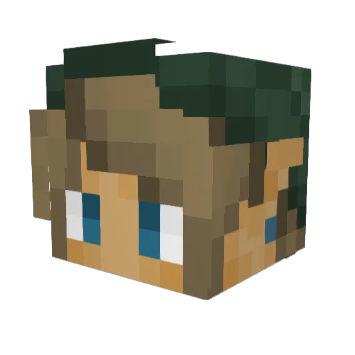 Spaki2 Minecraft avatar head, 3D render