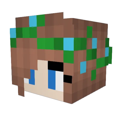 Sparklesea Minecraft avatar head, 3D render