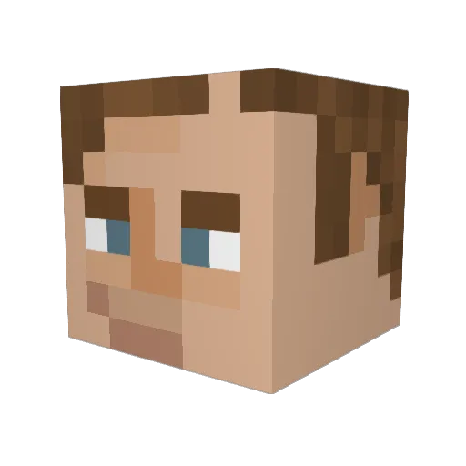 Splitpiece Minecraft avatar head, 3D render