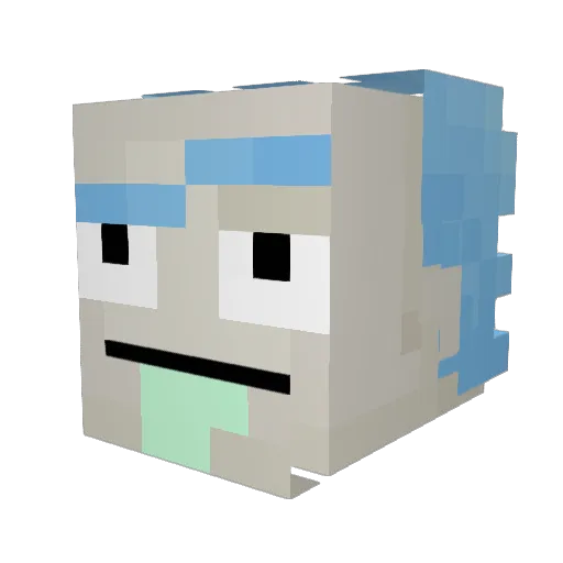 Spongetarded Minecraft avatar head, 3D render