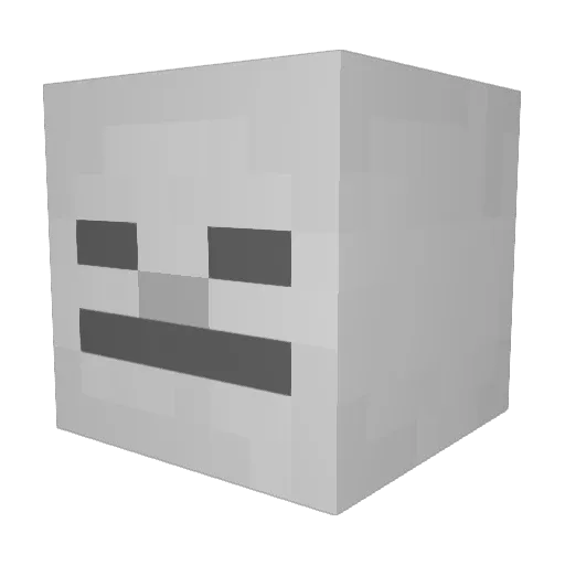 SpookedSkeletal Minecraft avatar head, 3D render