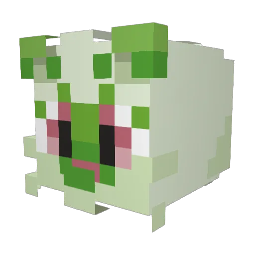 Sprigatito Minecraft avatar head, 3D render