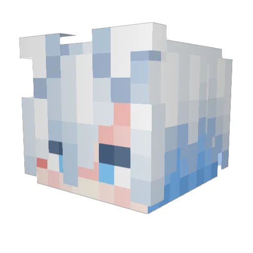 Spuddling Minecraft avatar head, 3D render