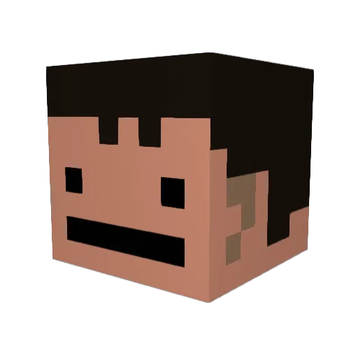 Sqeetum Minecraft avatar head, 3D render