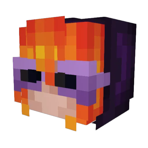 Squinx Minecraft avatar head, 3D render