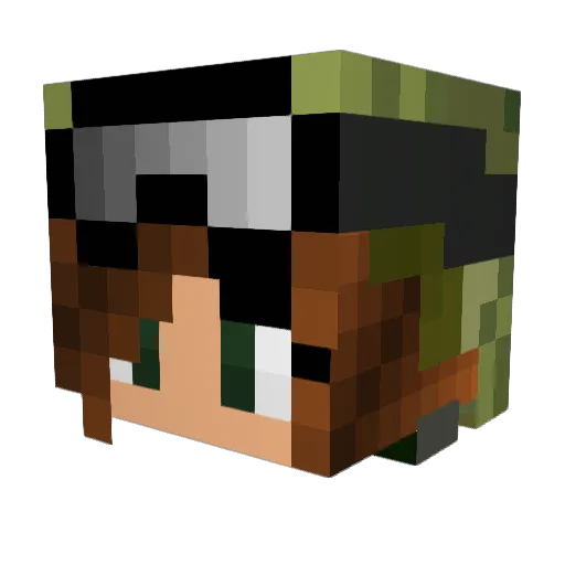 Squirtletheworm Minecraft avatar head, 3D render