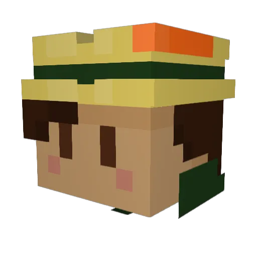 StemTheBug Minecraft avatar head, 3D render