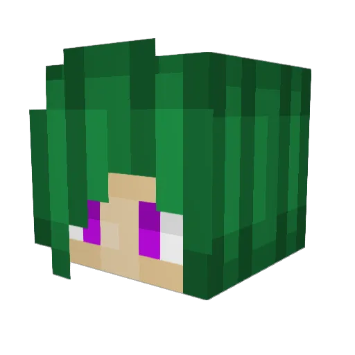 Stemerald Minecraft avatar head, 3D render