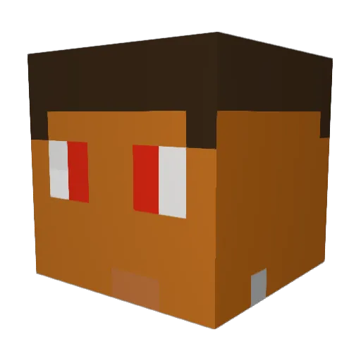Stevebox1 Minecraft avatar head, 3D render