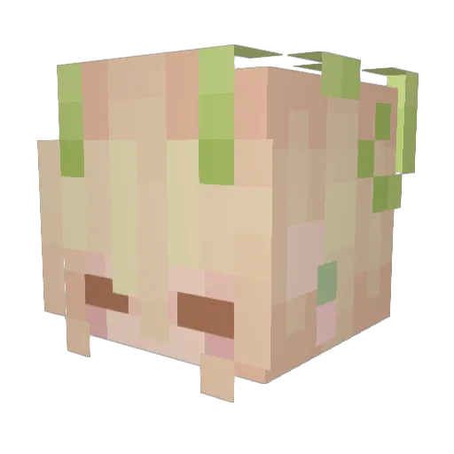 StrawberryBooba Minecraft avatar head, 3D render