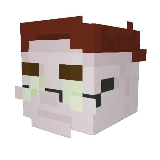 Straydex Minecraft avatar head, 3D render