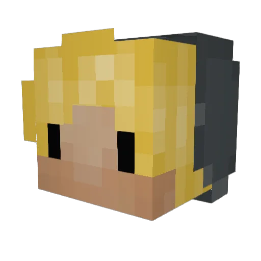 Streaked Minecraft avatar head, 3D render