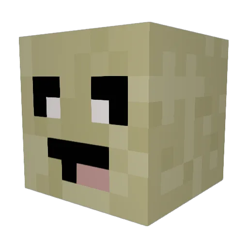 Stripped Minecraft avatar head, 3D render