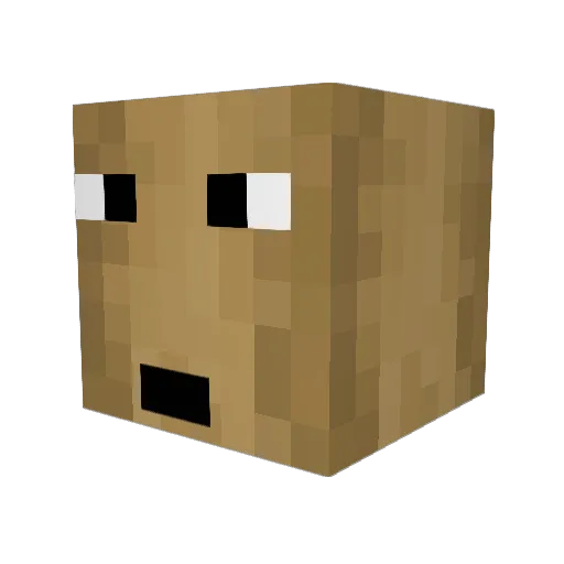 Stripped_oak_log Minecraft avatar head, 3D render