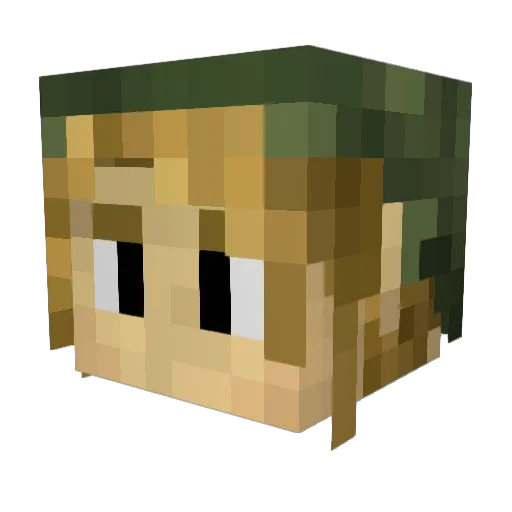Subsided Minecraft avatar head, 3D render