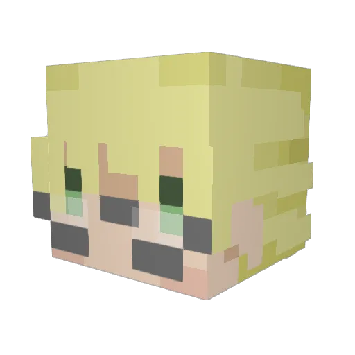 SuikyouAku Minecraft avatar head, 3D render