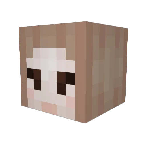 Sukeban Minecraft avatar head, 3D render