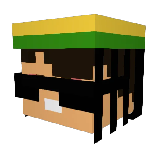 Superrui Minecraft avatar head, 3D render