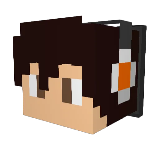 Supertrainboy Minecraft avatar head, 3D render