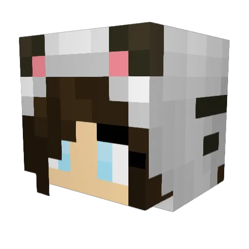 SuuperNeko Minecraft avatar head, 3D render