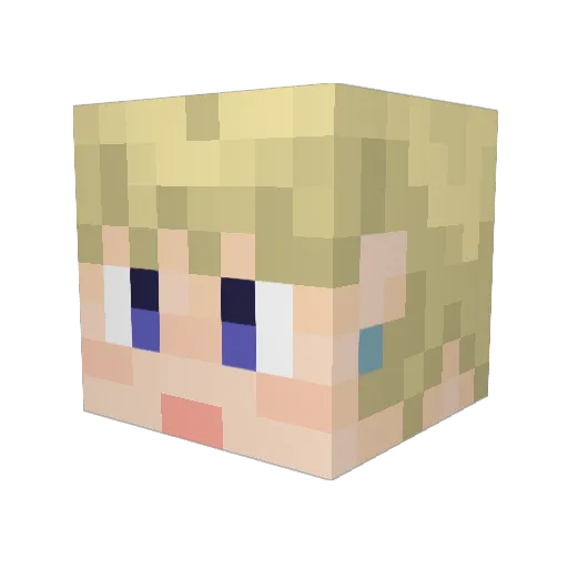 Suzubell Minecraft avatar head, 3D render