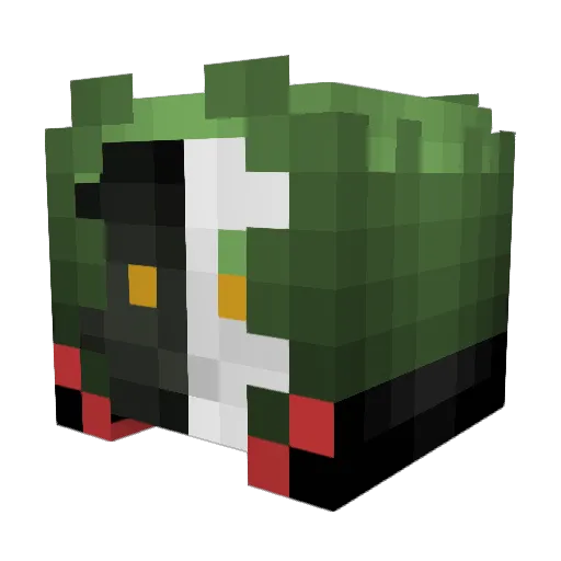 Swampy Minecraft avatar head, 3D render