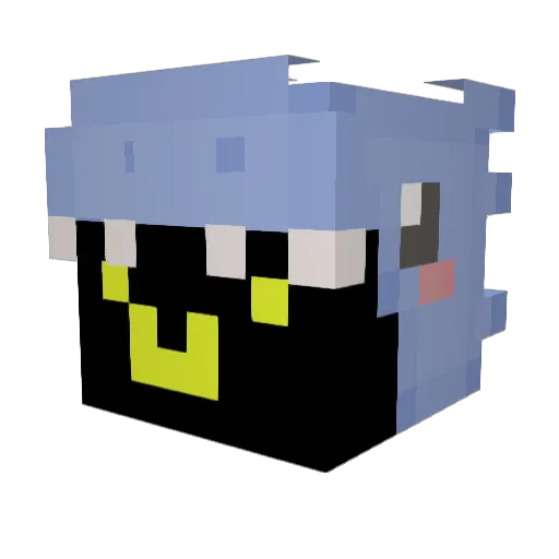 Swanified Minecraft avatar head, 3D render