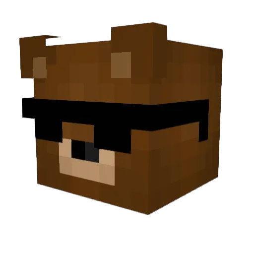 Swooped Minecraft avatar head, 3D render