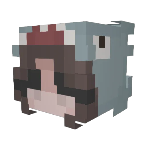 Symmie Minecraft avatar head, 3D render