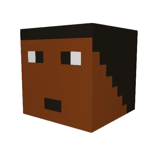 Syntrafice Minecraft avatar head, 3D render