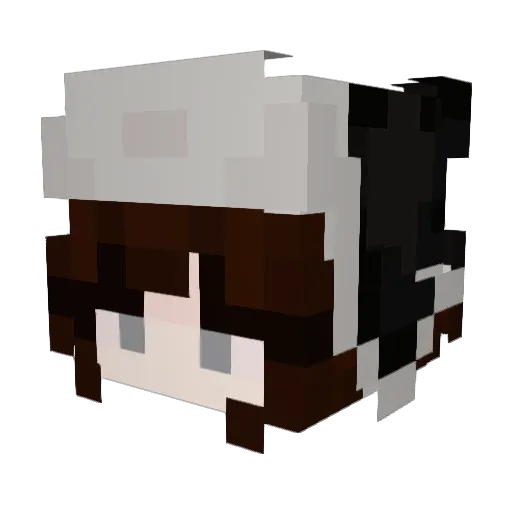 Szarawy Minecraft avatar head, 3D render