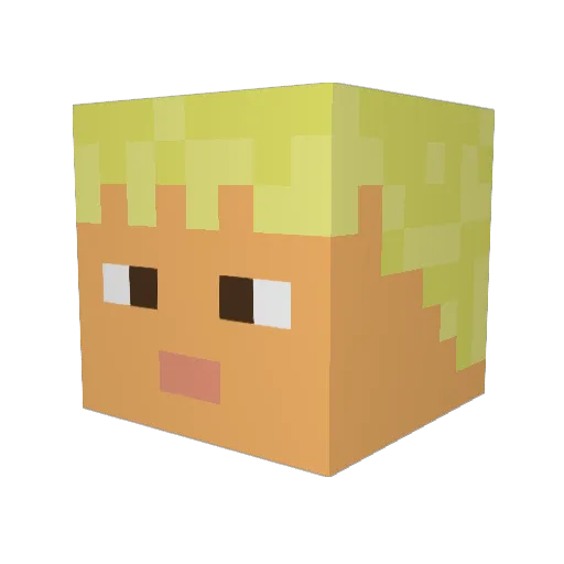 T180 Minecraft avatar head, 3D render