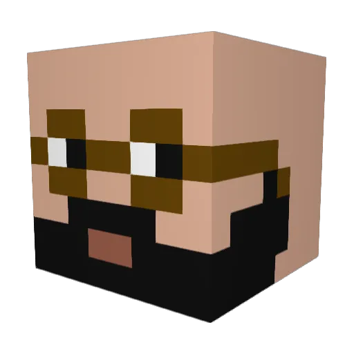 TFxOFFICIEL Minecraft avatar head, 3D render