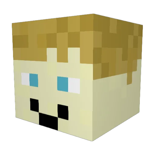 TRAINSPEER Minecraft avatar head, 3D render