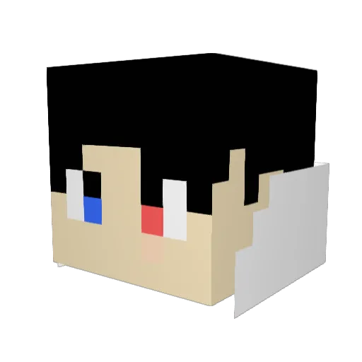 TaiTaio Minecraft avatar head, 3D render